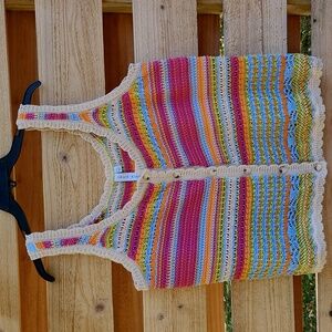 Grace + Karma Knit Vest Cotton Blend Stripes Size XL